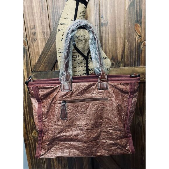 Treska Boho Studded Burgundy Western Tote Bag Purse - Picture 4 of 9